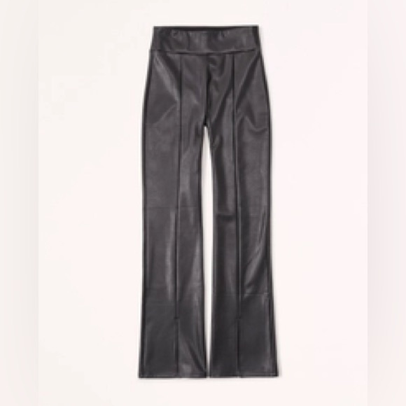 Women's Vegan Leather Split-Hem Flare Leggings - Picture 1 of 4